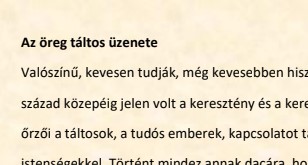 Az öreg táltos üzenete